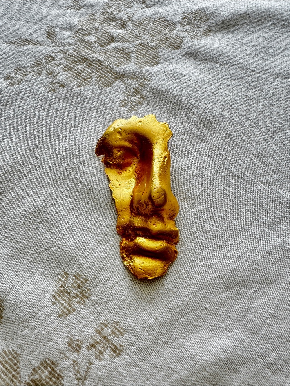 Vintage Massive Unsigned LINDA HATTAB PARIS Hammered Half Face Modernist Brooch
